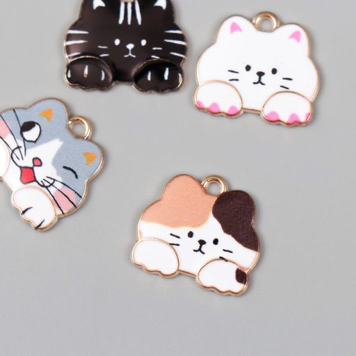 Цена за 4 шт. Декор для творчества металл Котик, эмаль, 1.71.8 см, МИКС - Арт узор фото 3