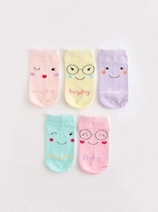 Desenli K?z ?ocuk Patik ?orap 5li