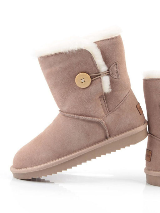 04-PAYH02-02Z BEIGE Угги женские (натуральная замша, 100% шерсть, натуральный мех)