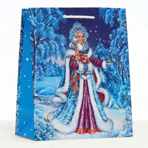 Пакет подарочный новогодний ламинированный «Снегурочка», 18×22.3×10 см