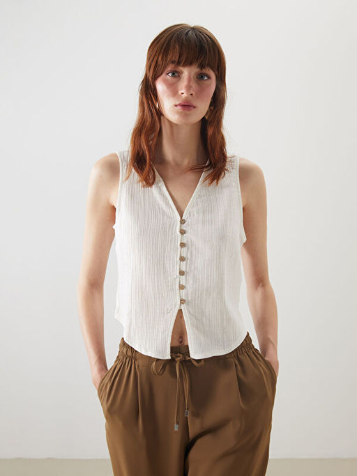 V Yaka Dokulu M?slin Kad?n Yelek