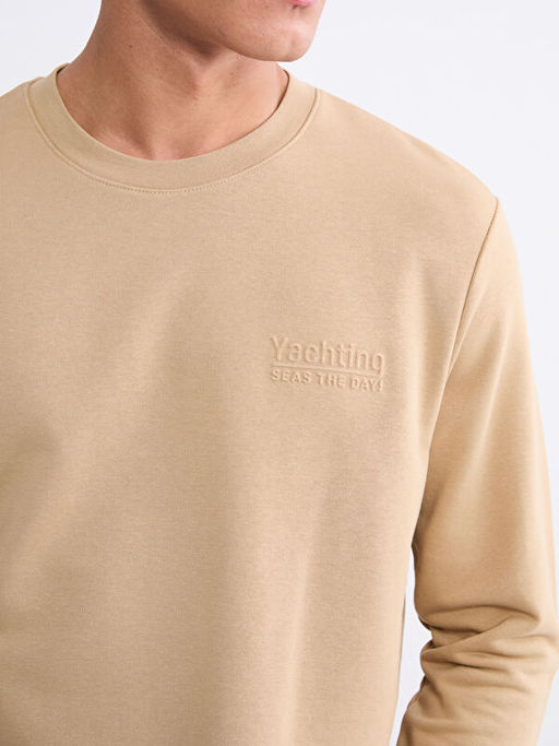 Bisiklet Yaka Bask?l? Erkek Sweatshirt