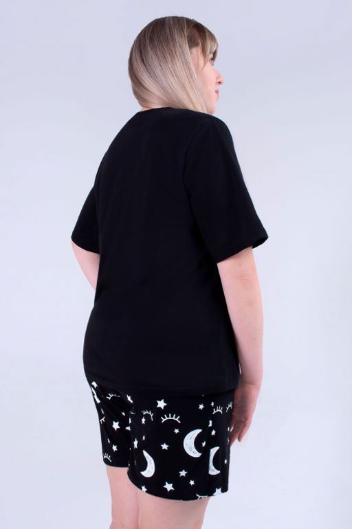 Арт. 9153 Пижама с шортами 52-58 (4 шт) Цвет:верх-черный,белый,низ-черный,белый - Калинка фото 3