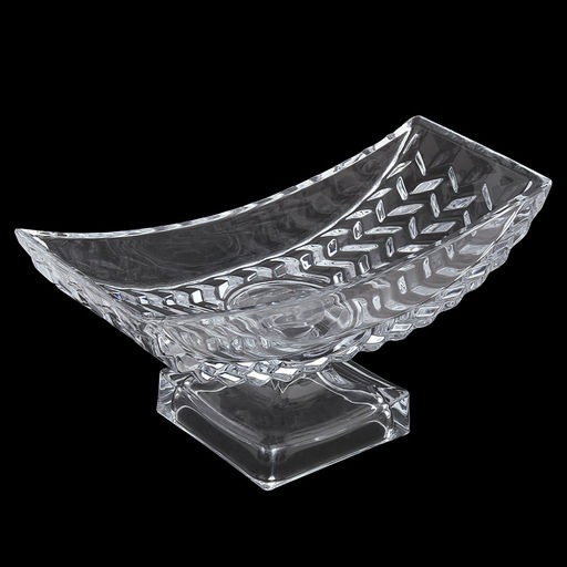 Блюдо стеклянное "Ладья зигзаг" 29,6х11,4х14см, 600мл, на ножке, основание 10,6х10,6см, в коробке (Китай)