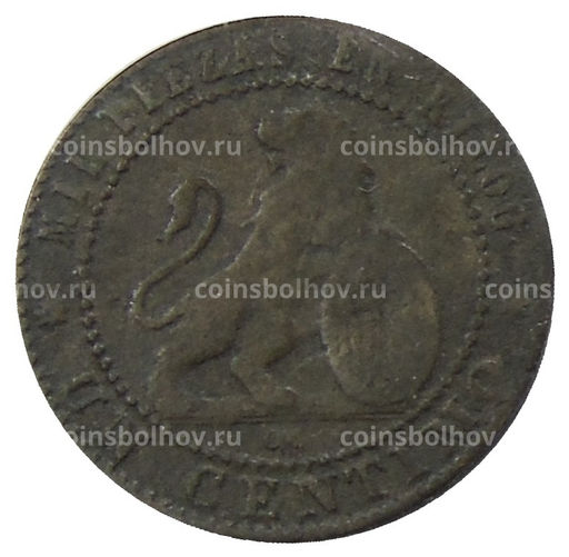 Монета 1 сентимо 1870 года Испания
