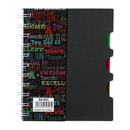 Блокнот на гребне А6, 100 листов, линия, обложка пластик, с разделителями Граффити, МИКС - Calligrata фото 6