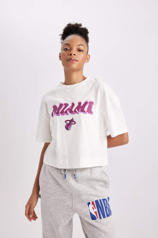 DeFactoFit Футболка с короткими рукавами и круглым вырезом NBA Miami Heat  фото 7