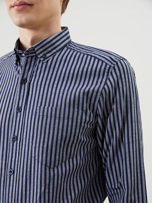 Regular Fit Uzun Kollu ?izgili Erkek G?mlek