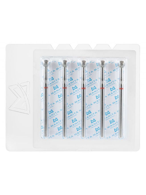 Manita Professional Фреза алмазная шар для аппаратного маникюра 856.104.001.036.040 ФАШ-4,0М, красная насечка, o 4 мм, 5 шт.  фото 4