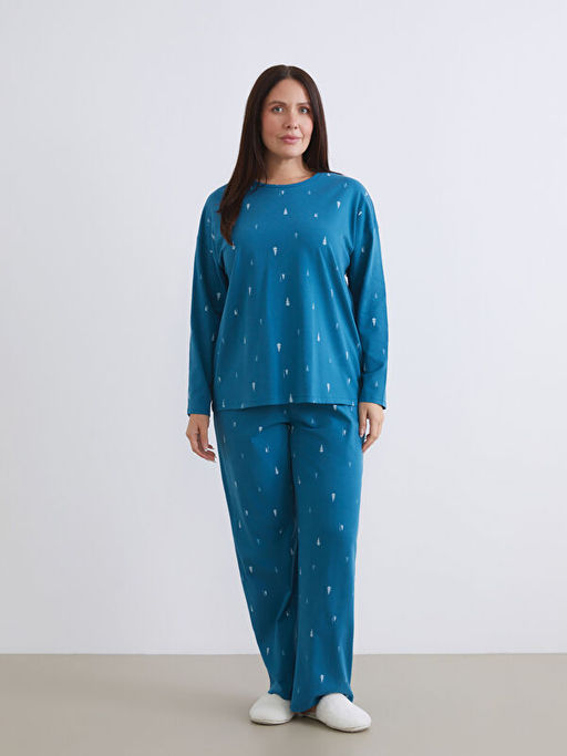 Bisiklet Yaka Y?lba?? Temal? Kad?n Pijama Tak?m?