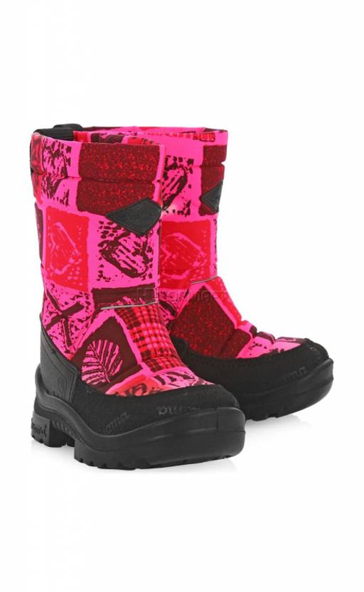 Сапоги Kuoma Putki NEONpink HEART, Неон-розовые сердца Size 1