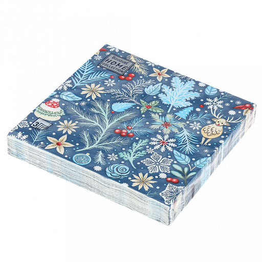 Салфетки бумажные Bouquet Home Collection Classic 33х33см, 3-х слойные, 20 штук в упаковке, 100% целлюлоза, Зимний орнамент (Россия)  фото 3