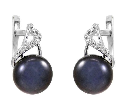 Серьги из серебра жемчуг, см030ч