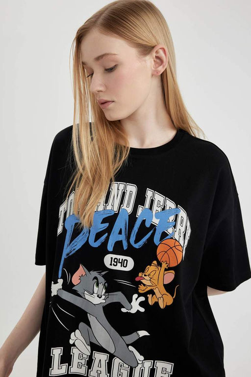 Футболка унисекс Cool Tom & Jerry Oversize с круглым вырезом и короткими рукавами - Defacto фото 10