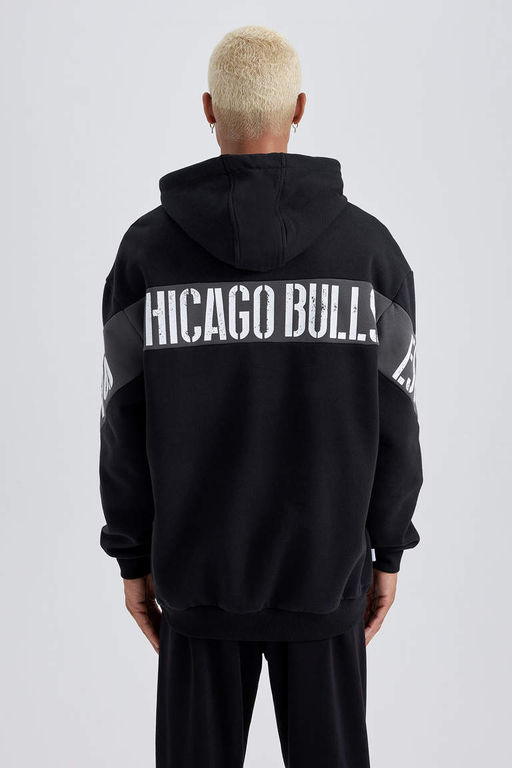 DeFactoFit Толстовка свободного покроя с капюшоном NBA Chicago Bulls  фото 8