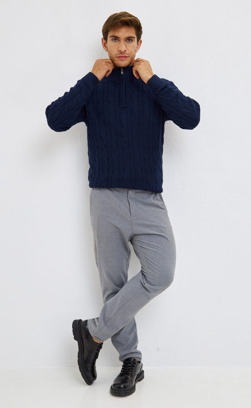 Джемпер мужской с воротником на молнии P221-15-235 тёмно-синий - Primm фото 7