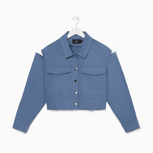 Рубашка женская укороченная с разрезами MIST: Denim, размер 44, синяя