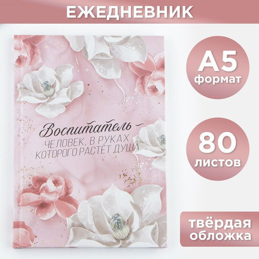 Ежедневник, твёрдая обложка, А5, 80 листов Воспитателю