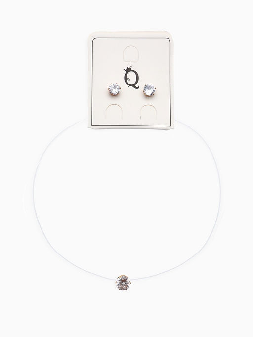 Гарнитур 2 предмета: кулон, серьги На леске классика, цвет белый в золоте, 30 см