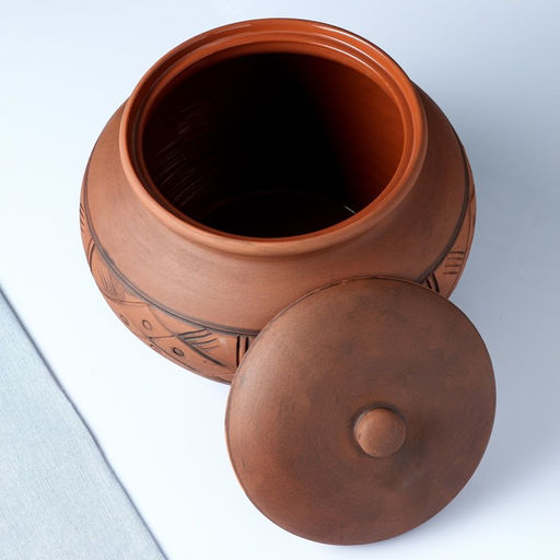 Жаровня Кунгурская керамика «Орнамент», 7 л, с прорезью, молочение, коричневая