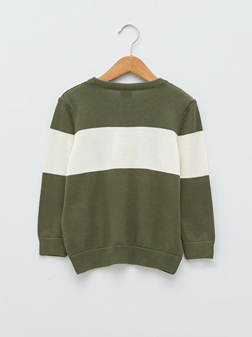 Bisiklet Yaka Renk Bloklu Uzun Kollu Erkek ?ocuk ?nce Triko Kazak - Waikiki фото 2