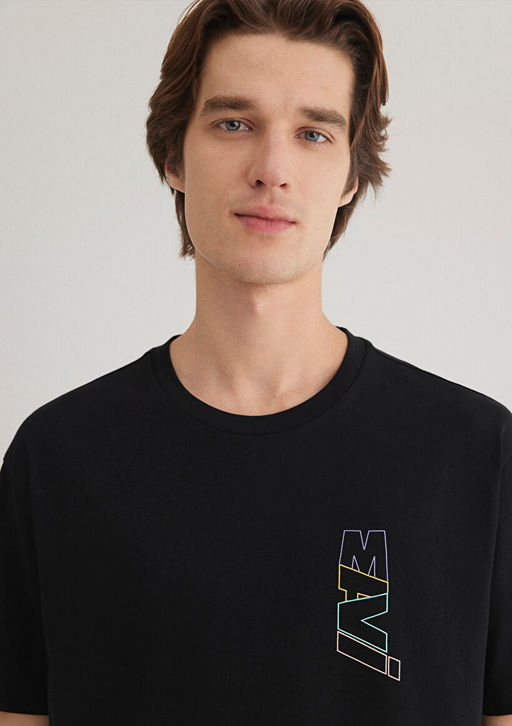 Mavi Logo S?rt Bask?l? Siyah Tisort  фото 6