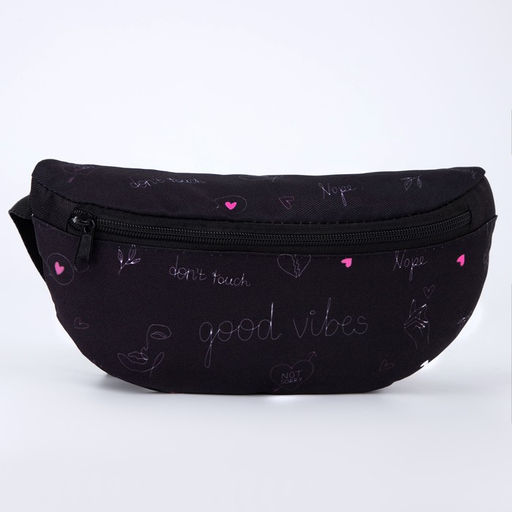 Сумка на пояс Good vibes, 32х8х15 см, отд на молнии, чёрная - Nazamok фото 4