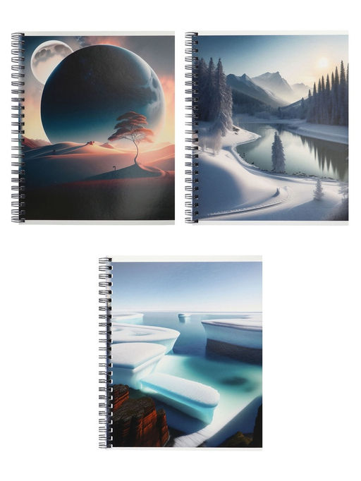 Тетрадь 96 листов в клетку «Космический пейзаж», на гребне, МИКС