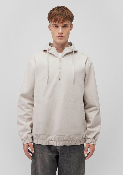 Kapusonlu Bej Sweatshirt - Mavi фото 4