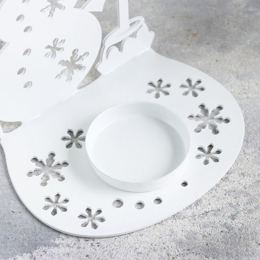 Металлический подсвечник на 1 свечу Снеговик, 10.7?15 см, белый