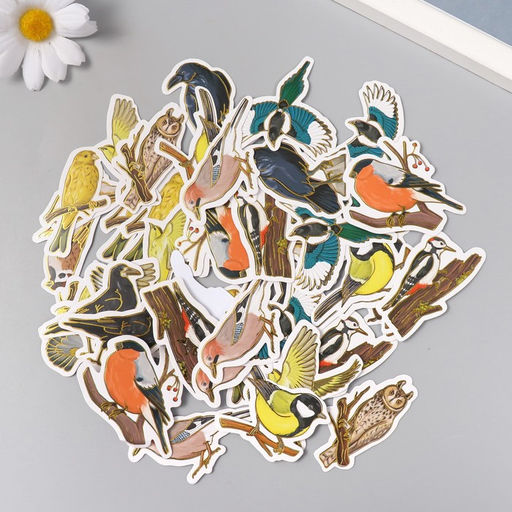 Наклейки для творчества Городские и лесные птицы тиснение золото набор 48 шт 9х7х0,8 см - Арт узор фото 2
