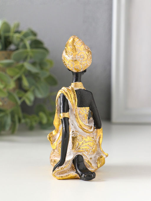 Фигурка полистоун «Африканка в золотом платье с белой патиной», чёрный, 7×5×11 см