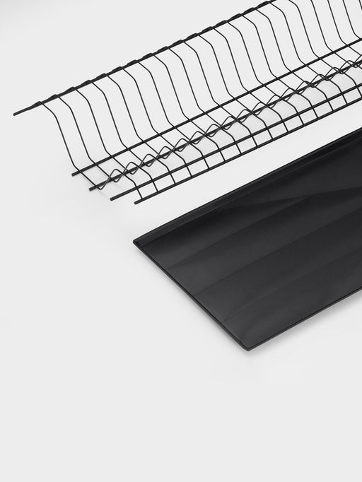 Сушилка для посуды с поддоном для шкафа 60 см, 56.5×25.6 см, чёрная