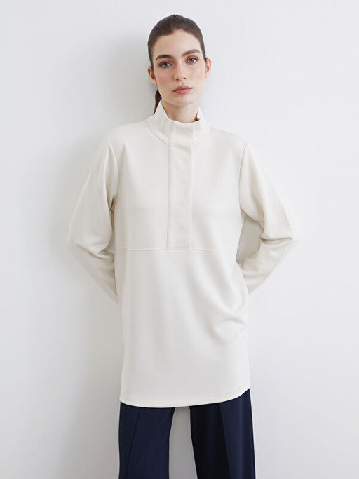 Dik Yaka Soft Touch Kad?n Sweatshirt Tunik