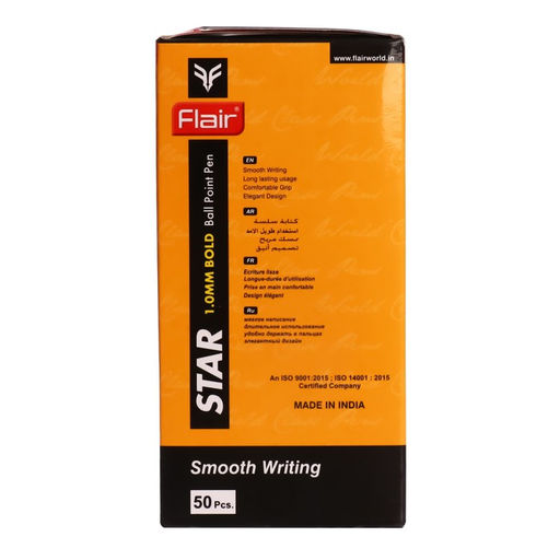 Цена за 50 шт. Ручка шариковая Flair. Star, синий стержень, игольчатый узел 1 мм, на масляной основе, матовый корпус