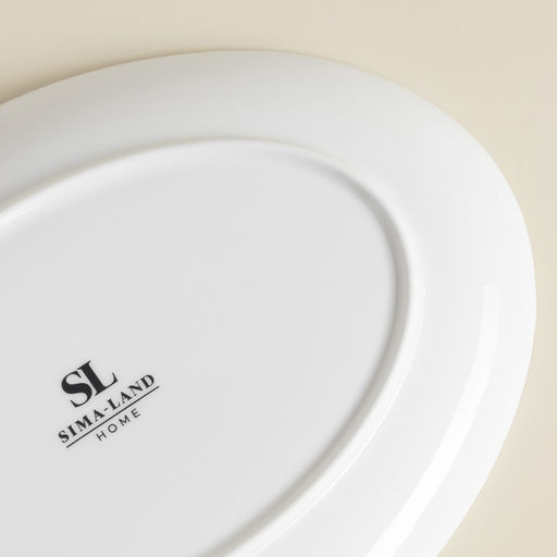Тарелка для подачи SL Home «Каскарон», 25.4×18.5×2.5 см, овальная, костяной фарфор, белая