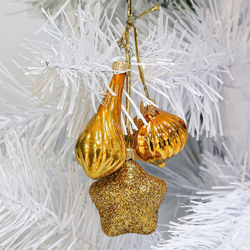 Елочная игрушка гирлянда стеклянная Радость, 3 игрушки 4см, 5см, 6,5см, цвета микс, тубус (Россия) - Домашняя мода фото 2