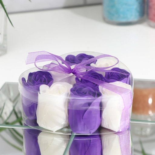 Мыльные розы, фиолетовые и белые, набор 9 шт. - SB BEAUTY фото 2