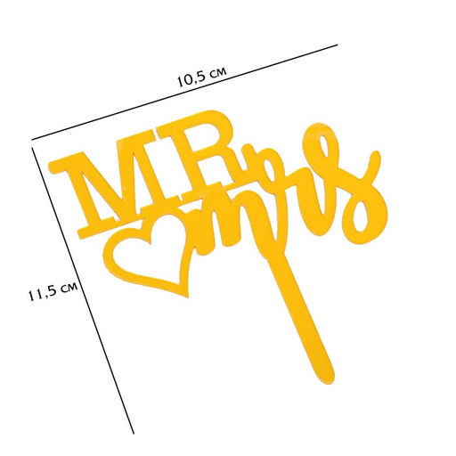 Цена за 5 шт. Топпер для торта Mr&Mrs, золото - Дарим Красиво фото 5