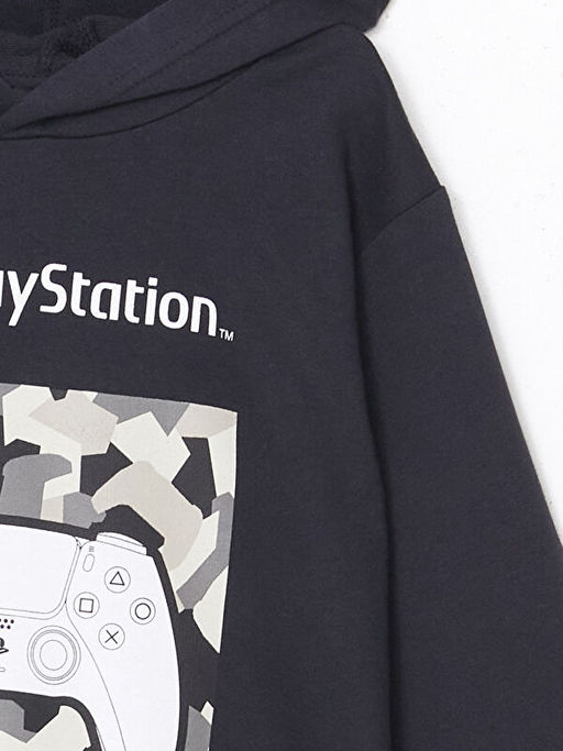 Kap??onlu PlayStation Bask?l? Erkek ?ocuk Sweatshirt