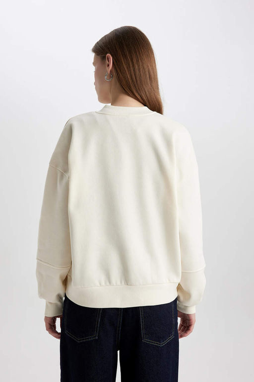 Кардиган-бомбер из мягкой нечеткой плотной ткани с воротником-стойкой оверсайз - Defacto фото 6