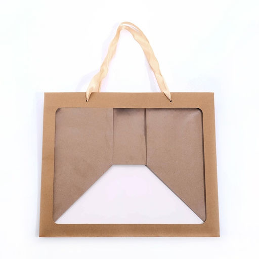Цена за 10 шт. Пакет подарочный с широким дном и окном 35?29?28 см, крафт - UPAK LAND фото 5