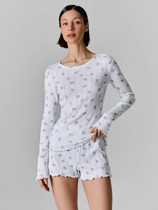 Комплект домашний женский белый с цветочным принтом - Mark formelle фото 2