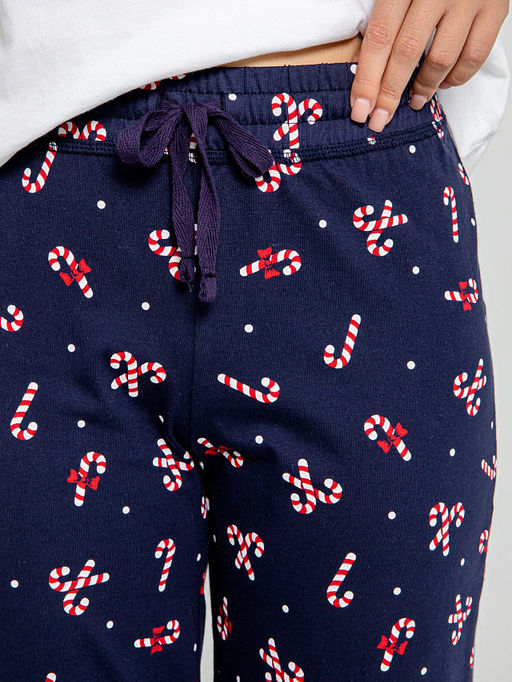 Брюки женские домашние синие с принтом конфеты - Mark formelle фото 4