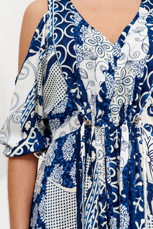 Платье миди свободного силуэта из вискозы Emily (Цвет: Мультиколор Синий) - Morozov Amavie фото 4