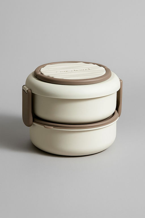 Ланчбокс Round box 2 яруса, white (1400 мл)