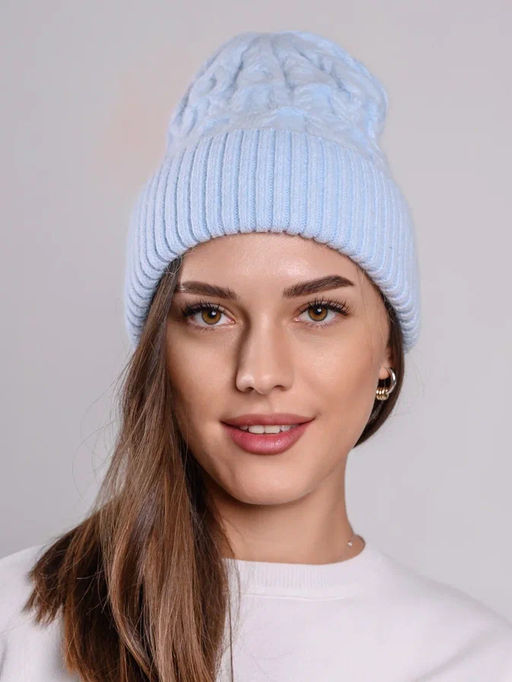 Теплая зимняя шапка бини из нежнейшей ангоры - Pretty mania фото 4