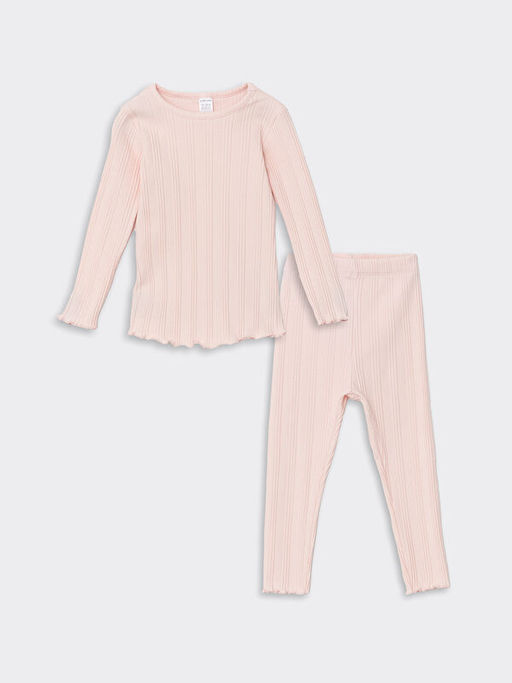 Bisiklet Yaka Uzun Kollu Basic K?z Bebek Pijama Tak?m? - Waikiki фото 4