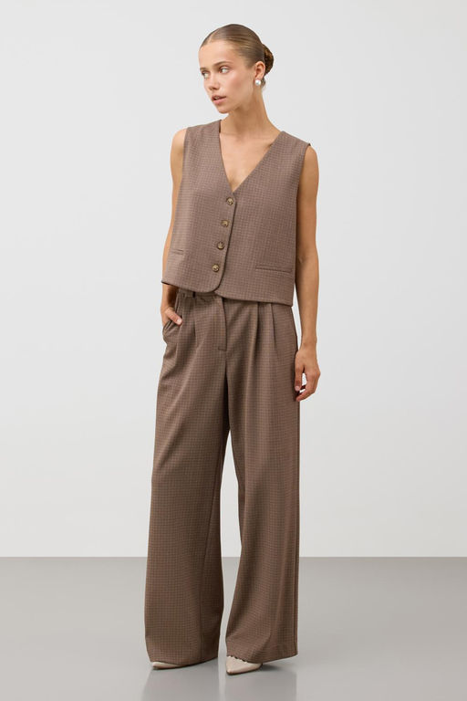 ЕВТ 4167/черный кофе,имитация текстиля брюки жен