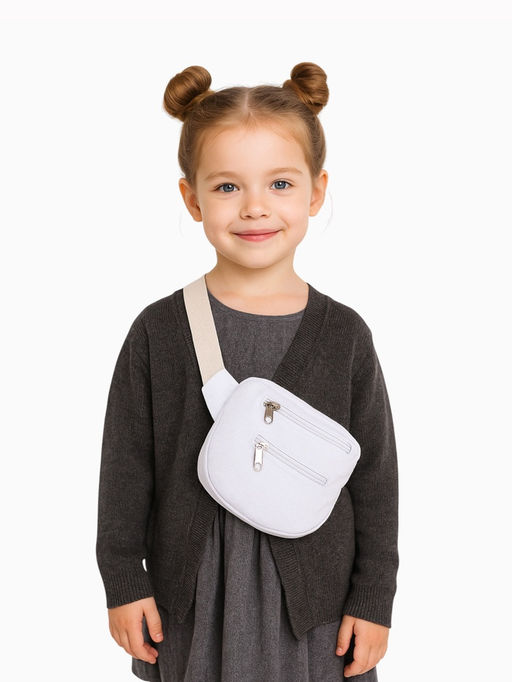 Сумка детская поясная на молнии, наружный карман, белая